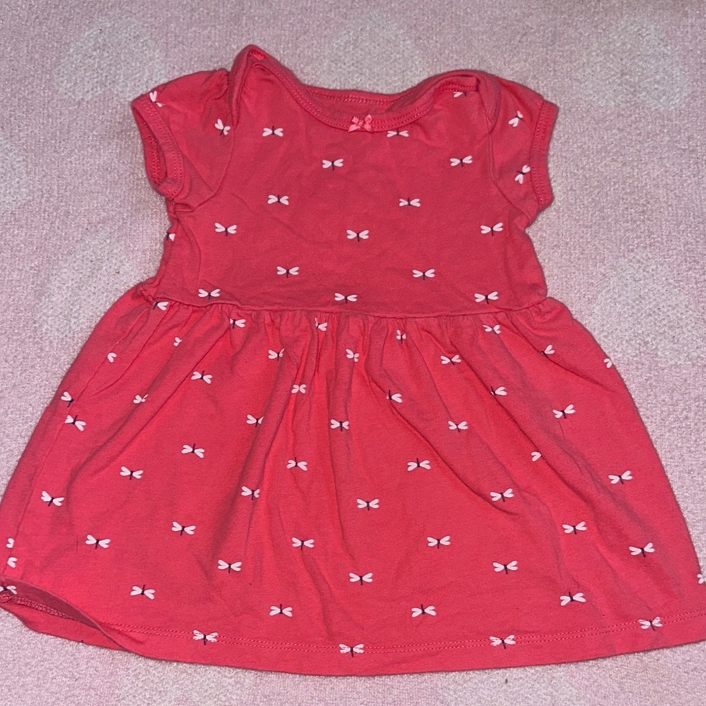 Charming Red Kids Dress with dragonflies